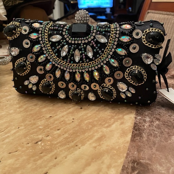 Joan Vass Beautiful Crystal stone encrusted Clutch - Picture 11 of 12